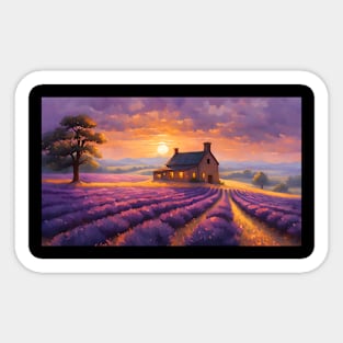 Sunset over Lavender farm Sticker